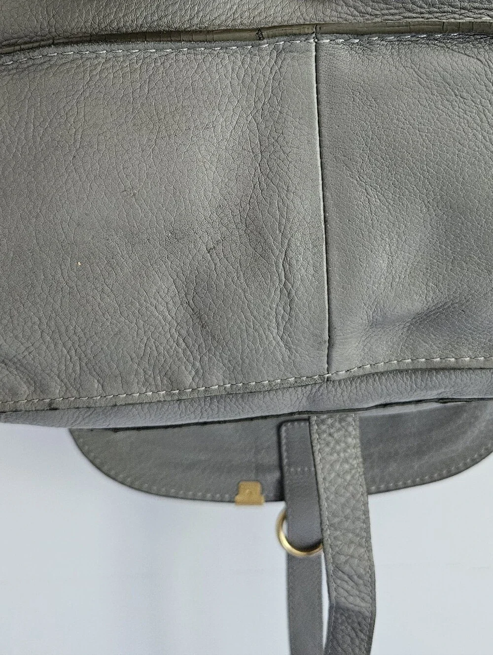 Chloe Marcie Medium Gray Grained Leather Double Carry Satchel